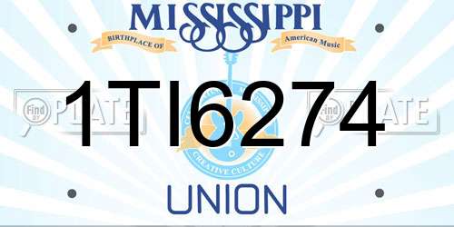 1TI6274 Mississippi License Plate