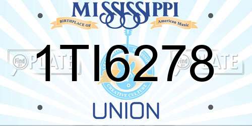 1TI6278 Mississippi License Plate