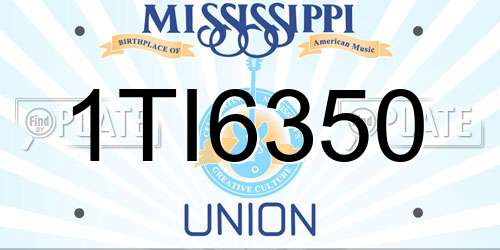 1TI6350 Mississippi License Plate