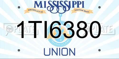 1TI6380 Mississippi License Plate
