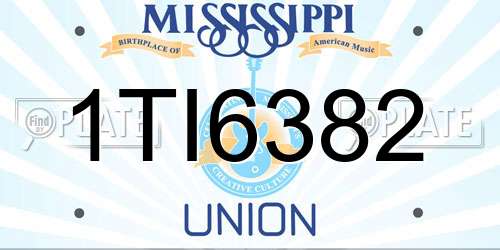 1TI6382 Mississippi License Plate