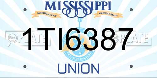 1TI6387 Mississippi License Plate