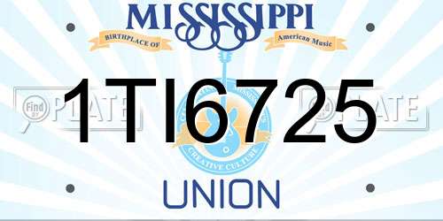 1TI6725 Mississippi License Plate
