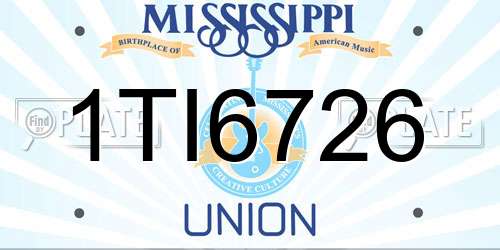1TI6726 Mississippi License Plate