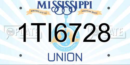 1TI6728 Mississippi License Plate