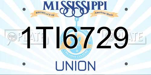1TI6729 Mississippi License Plate