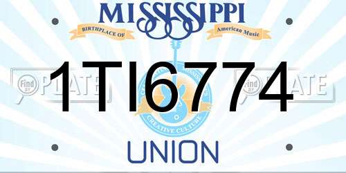 1TI6774 Mississippi License Plate