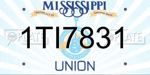 1TI7831 Mississippi License Plate