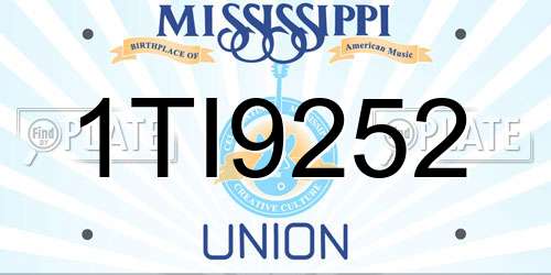 1TI9252 Mississippi License Plate