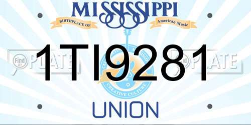 1TI9281 Mississippi License Plate