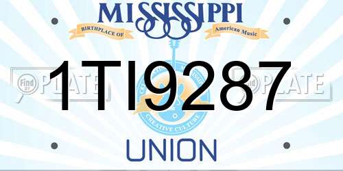 1TI9287 Mississippi License Plate