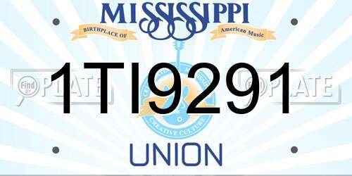 1TI9291 Mississippi License Plate