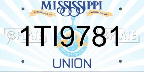1TI9781 Mississippi License Plate