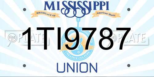 1TI9787 Mississippi License Plate