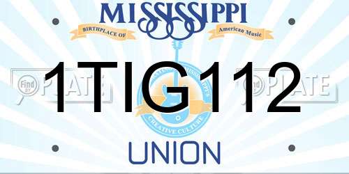 1TIG112 Mississippi License Plate