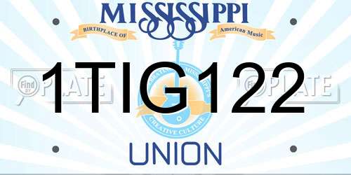 1TIG122 Mississippi License Plate