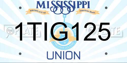 1TIG125 Mississippi License Plate