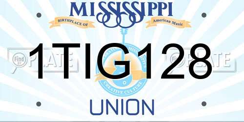 1TIG128 Mississippi License Plate