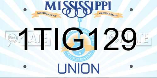1TIG129 Mississippi License Plate