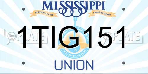 1TIG151 Mississippi License Plate