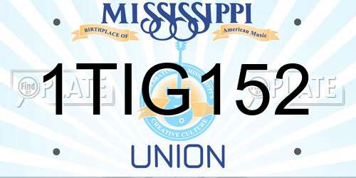 1TIG152 Mississippi License Plate