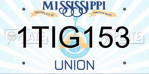1TIG153 Mississippi License Plate