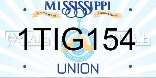 1TIG154 Mississippi License Plate