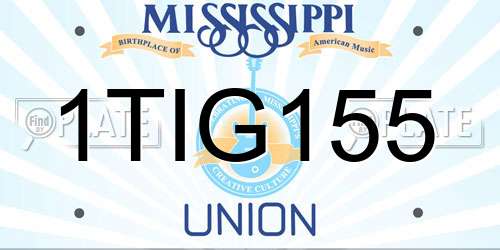 1TIG155 Mississippi License Plate