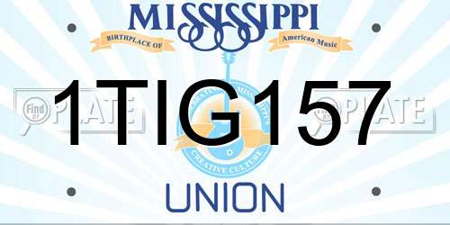 1TIG157 Mississippi License Plate