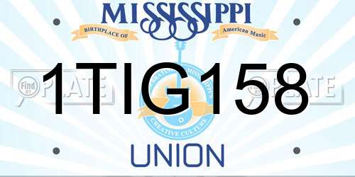 1TIG158 Mississippi License Plate