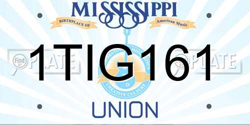 1TIG161 Mississippi License Plate