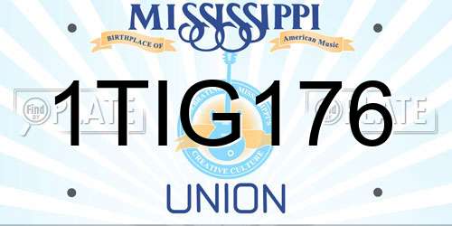 1TIG176 Mississippi License Plate
