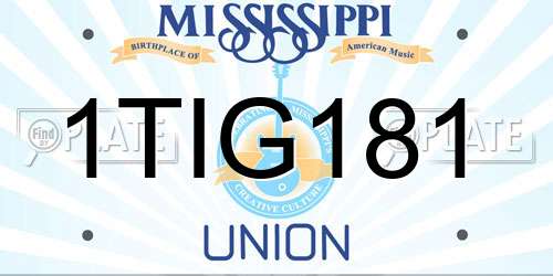 1TIG181 Mississippi License Plate