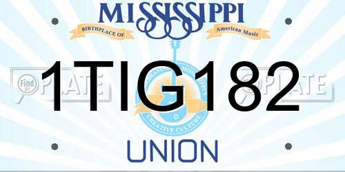 1TIG182 Mississippi License Plate