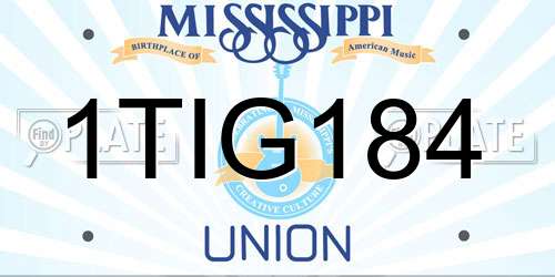 1TIG184 Mississippi License Plate