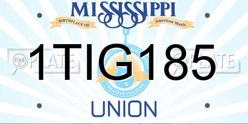 1TIG185 Mississippi License Plate