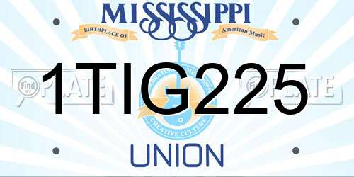 1TIG225 Mississippi License Plate