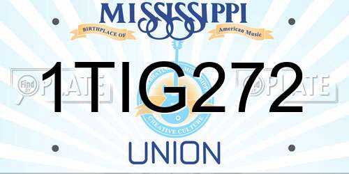 1TIG272 Mississippi License Plate