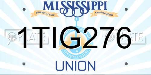 1TIG276 Mississippi License Plate