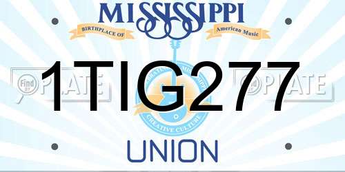 1TIG277 Mississippi License Plate