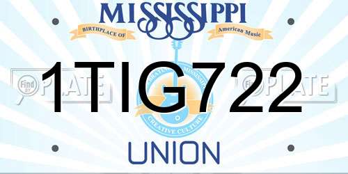 1TIG722 Mississippi License Plate