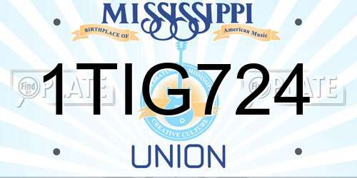 1TIG724 Mississippi License Plate