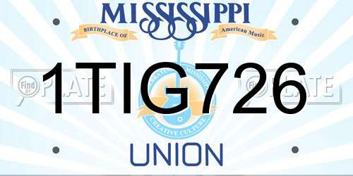 1TIG726 Mississippi License Plate
