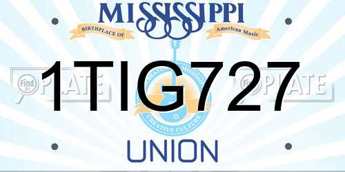 1TIG727 Mississippi License Plate