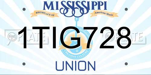 1TIG728 Mississippi License Plate