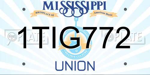 1TIG772 Mississippi License Plate