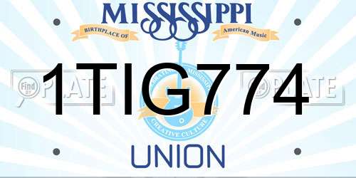 1TIG774 Mississippi License Plate