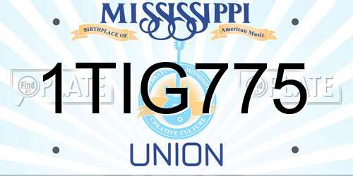 1TIG775 Mississippi License Plate