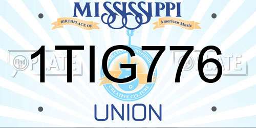 1TIG776 Mississippi License Plate