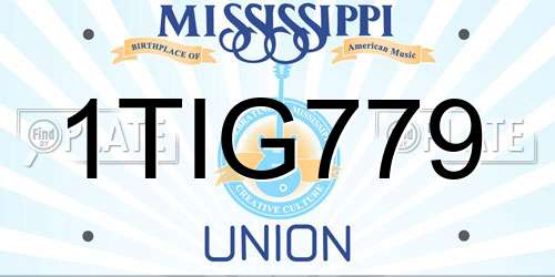 1TIG779 Mississippi License Plate